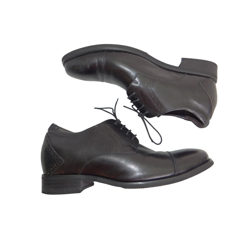 Calto Mens Black Leather Elevator Dress Shoes Cap Toe Oxford S3705 US 12